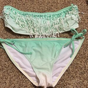 Candie's Light Green Fringe Bikini